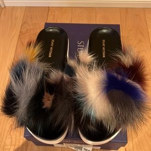 Stuart Weitzman sublime carnival mink man size 6.5 fur slip on
